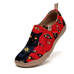 Black Cat Stares Slip-On