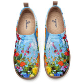 Blue Floral Oil Painting Slip-On