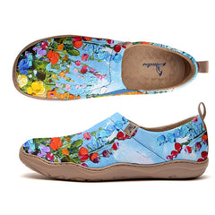 Blue Floral Oil Painting Slip-On