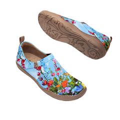 Blue Floral Oil Painting Slip-On
