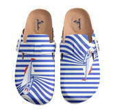 Blue and White Striped Sailboat