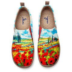 Crimson Flower Fields Slip-On