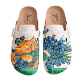 Irises and Orange Cats