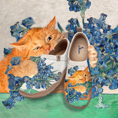 Irises and Orange Cats Slip-On