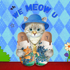 Irises and Orange Cats