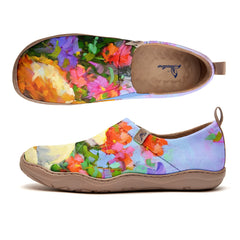 Orange Cat & Flowers Slip-On