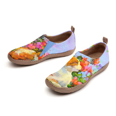 Orange Cat & Flowers Slip-On