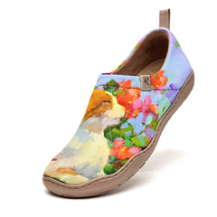 Orange Cat & Flowers Slip-On