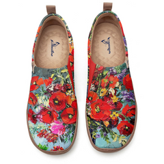 Red Oil Painting Flowers Slip-On