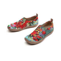 Red Oil Painting Flowers Slip-On