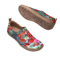 Red Oil Painting Flowers Slip-On