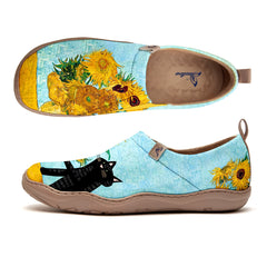 Sunflowers and Black Cat Slip-On