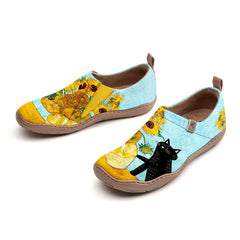 Sunflowers and Black Cat Slip-On