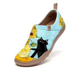 Sunflowers and Black Cat Slip-On