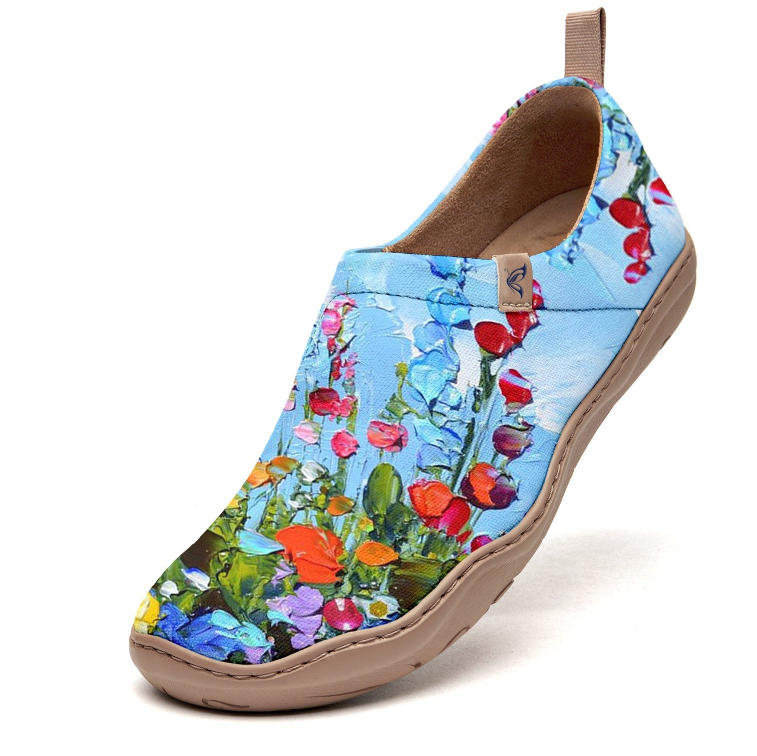 Blue Floral Oil Painting Slip-On