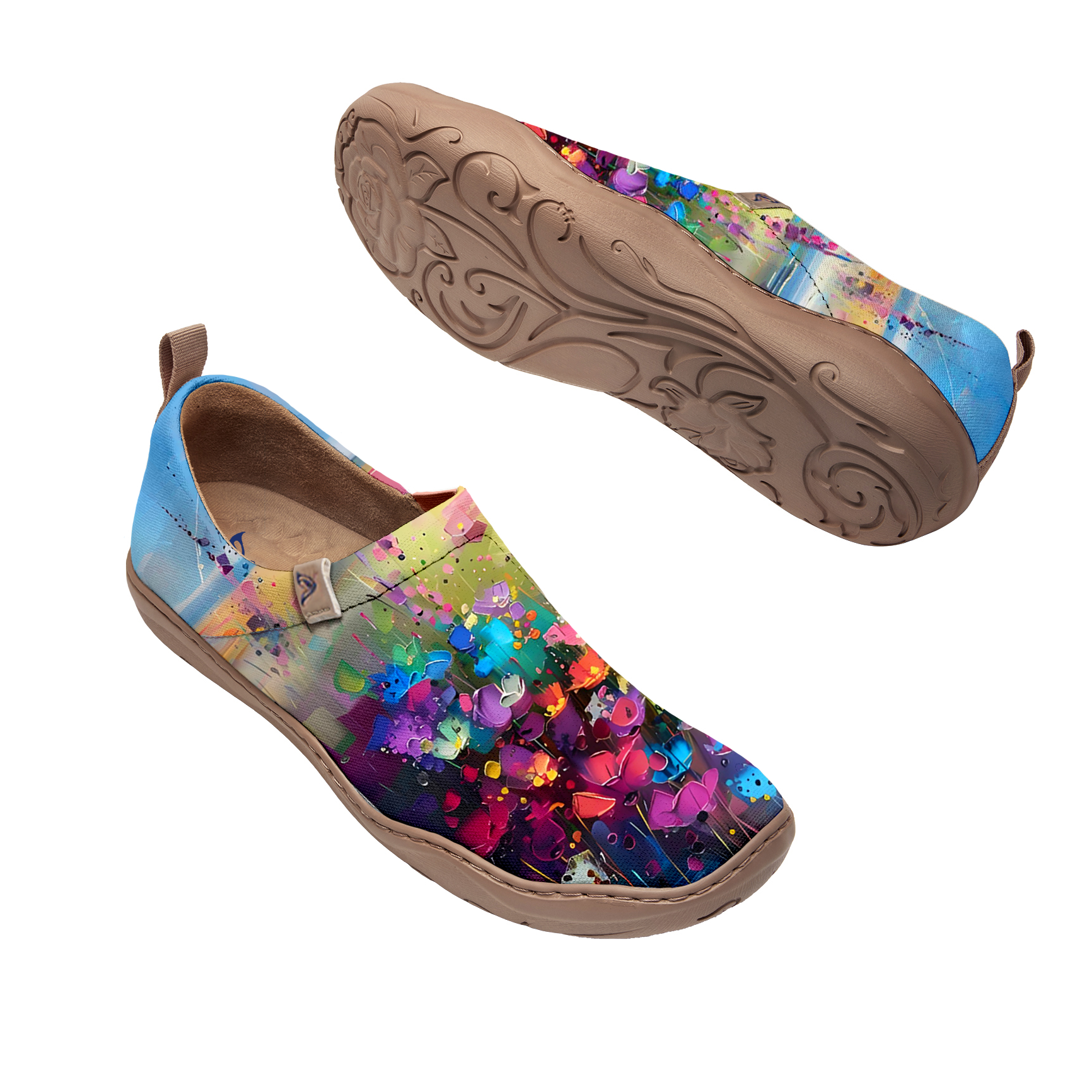 Colorful Oil-Paint Flowers Slip-On