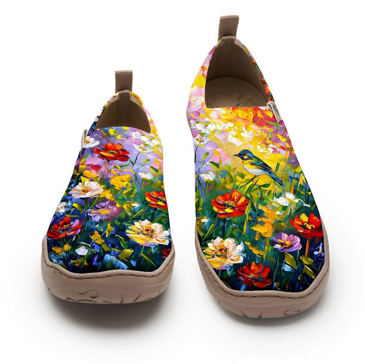 Oil Painting Birds And Flowers Slip-On