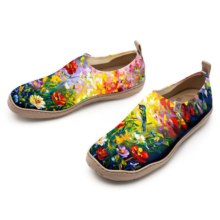 Oil Painting Birds And Flowers Slip-On