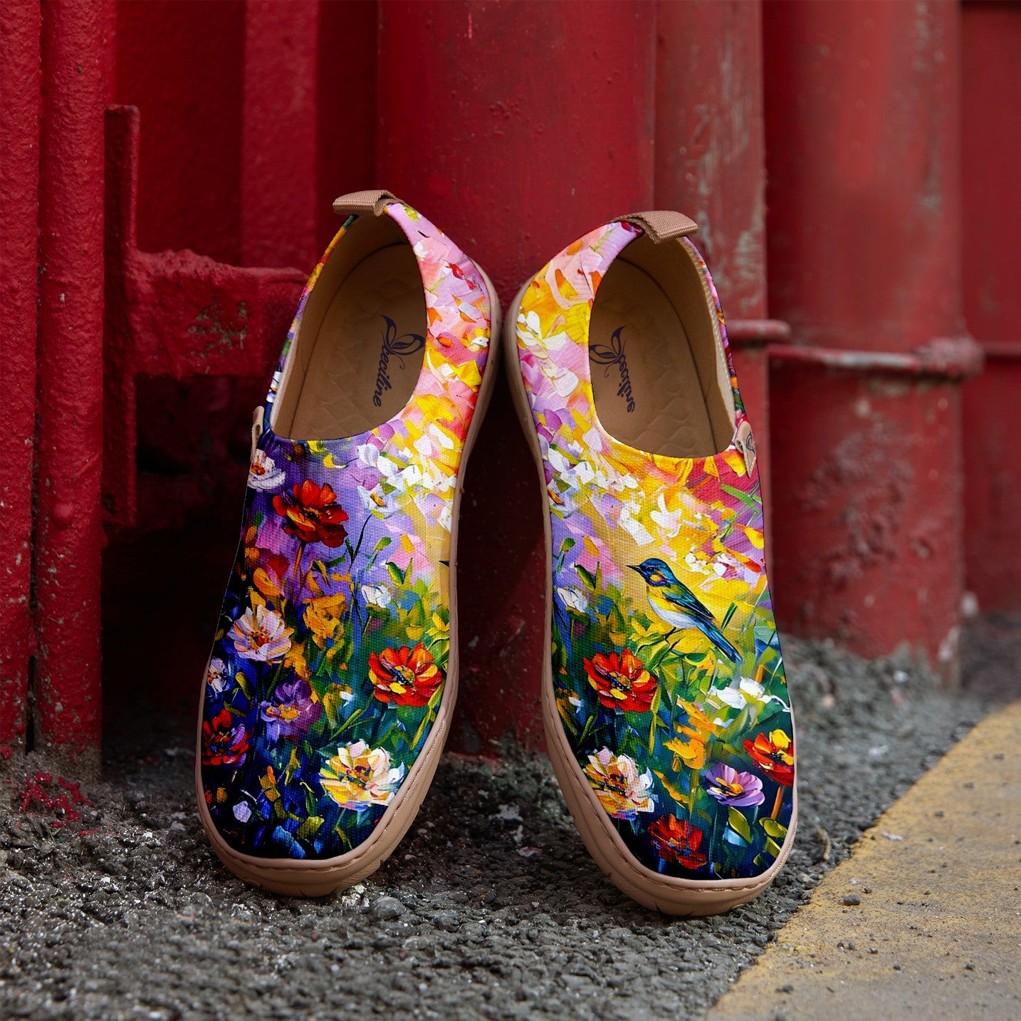Oil Painting Birds And Flowers Slip-On
